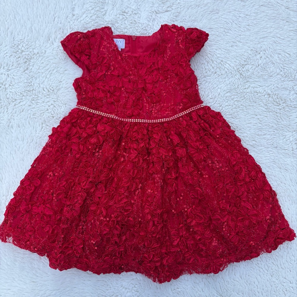 NWT Iris & Ivy 18m Red Formal Holiday Valentine Dress Bloomers Sequined Lace